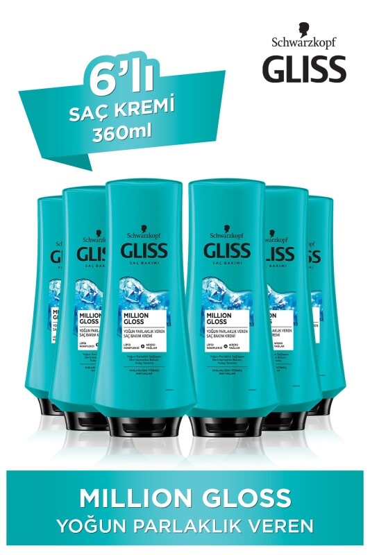 Gliss Million Gloss Yoğun Parlaklık Veren Saç Kremi 360 ML 6'lı - 1