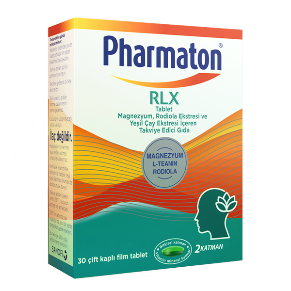 Pharmaton RLX Tablet Magnezyum, Rodiola Ekstresi ve Yeşil Çay Ekstresi İçeren Takviye Edici Gıda - 1