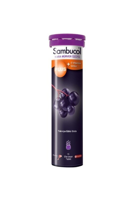 Sambucol Plus Kara Mürver + C Vitamini Çinko Takviye Edici Gıda 15 EFF Tablet - 1
