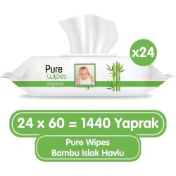 Pure Baby Organik Bambu Özlü Islak Havlu 24×60 (1440 Yaprak) - 1
