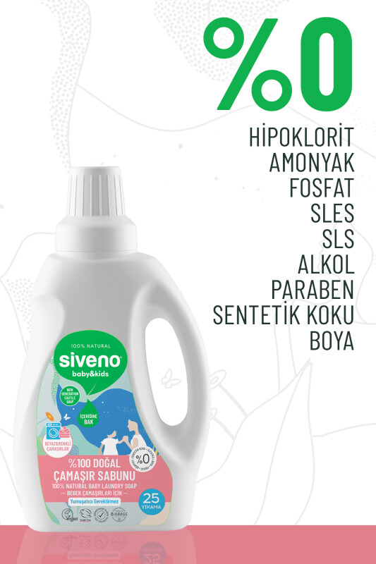 Siveno %100 Doğal Bebek Çamaşır Sabunu Kendinden Yumuşatıcılı Bitkisel Deterjan Konsantre Vegan 750 ml - 3