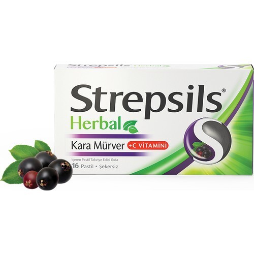 Strepsils Herbal Kara Mürver 16 Pastil - 1