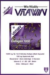 Vitawin Vitawin Collagen 1000 60 Tablet - Kollajen + Hyaluronik Asit + Beta Karoten+Resveratrol+Vitamin+Mineral - 1